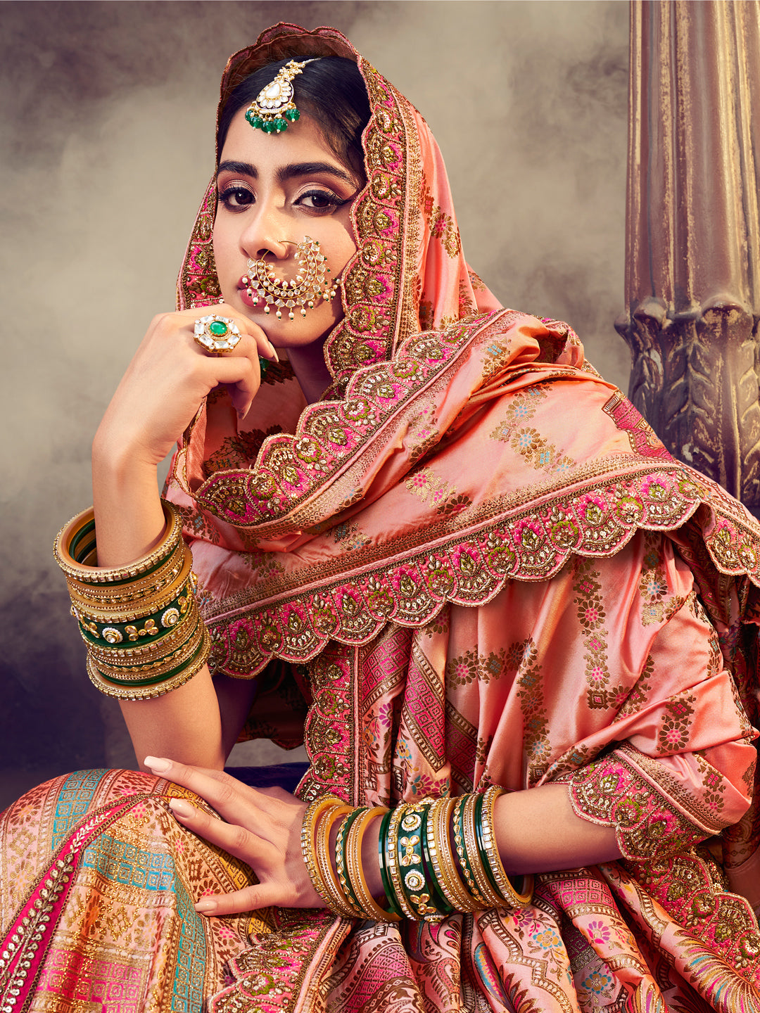 Banarasi Silk Bridal Lehenga with Sequence work in Multicolor-81701