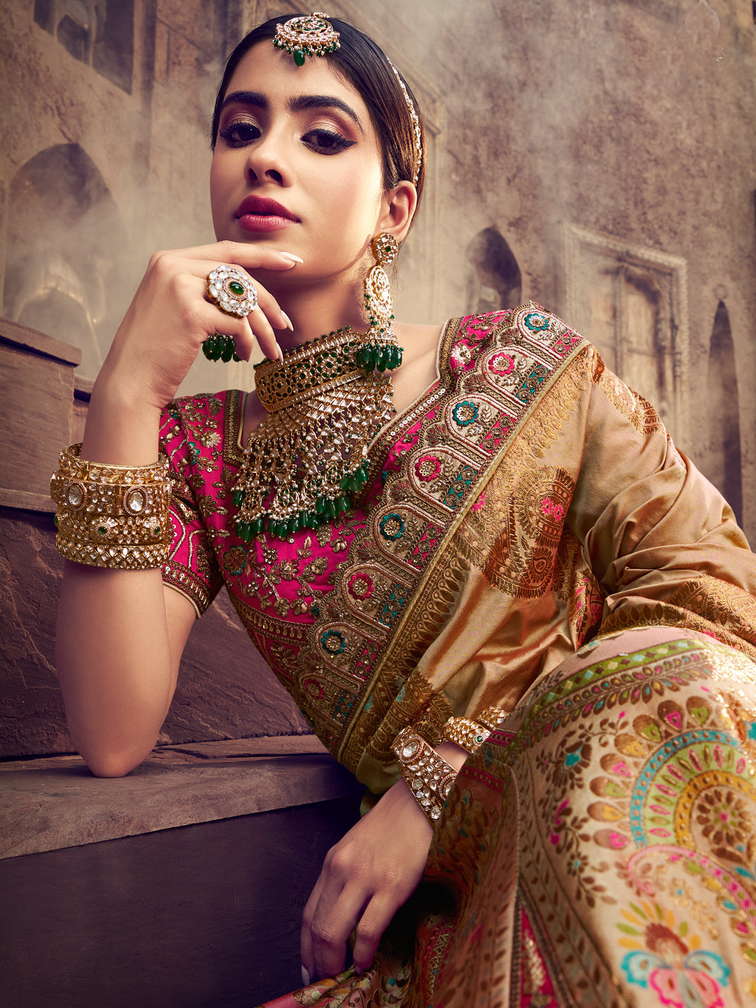 Banarasi Silk Bridal Lehenga with Sequence work in Multicolor-81705