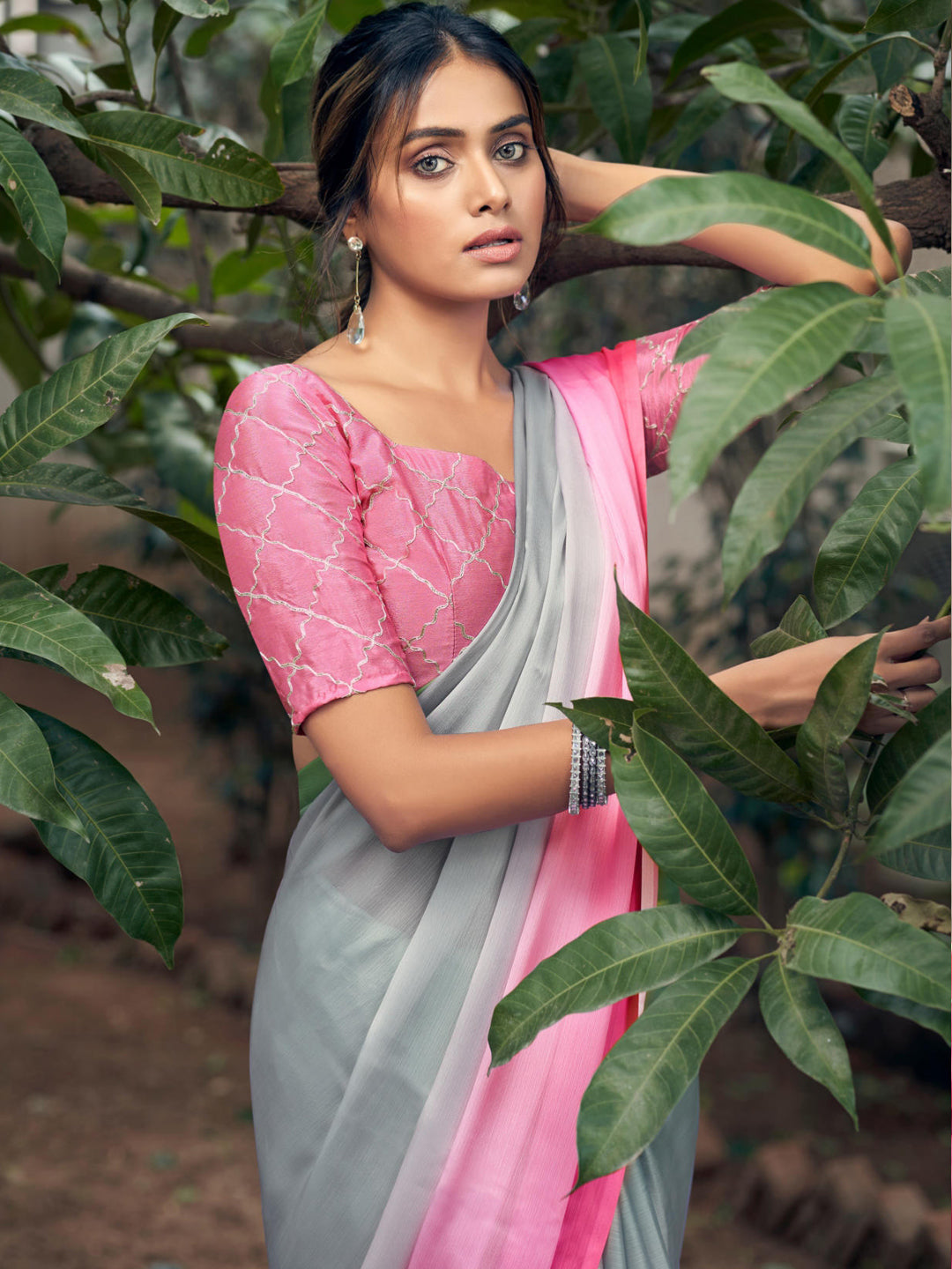 Multicolor Soft Satin Traditional Daily wear Saree In Grey-81110