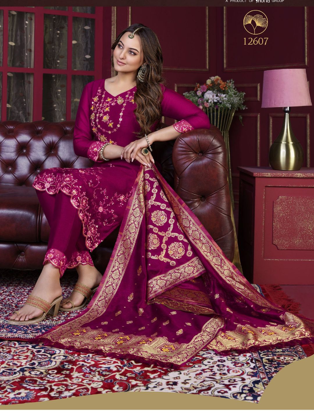 Sonakshi Sinha Bollywood Embroidered Silk Pakistani Style Salwar Kameez in Pink Color-71038