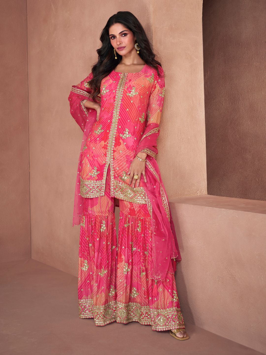 Tarri Georgette Salwar Kameez in Pink-71015