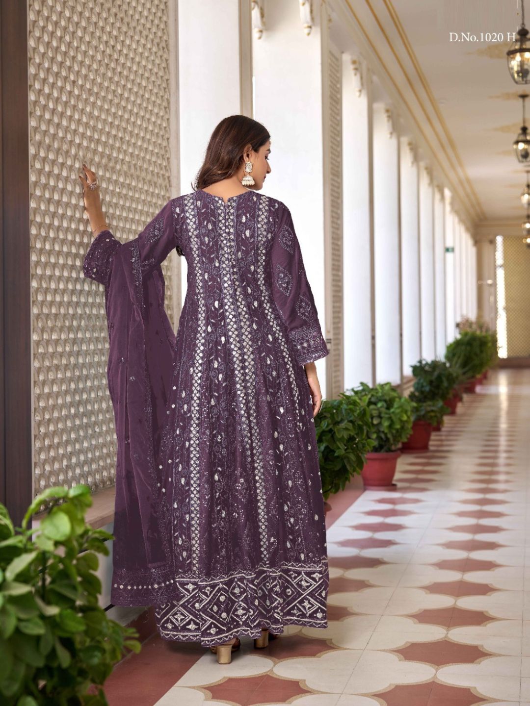 Georgette Embroidered Bollywood Salwar Kameez in Purple with Stone work-81986