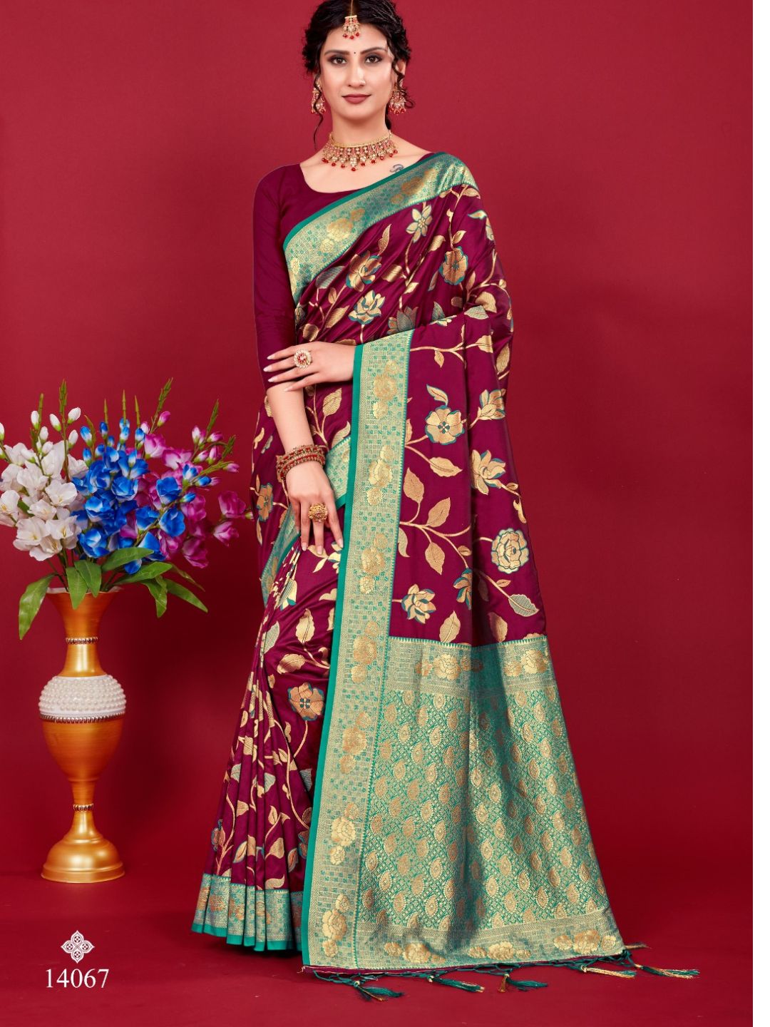 Weaving Banarasi Silk Wedding Saree In Purple-81065