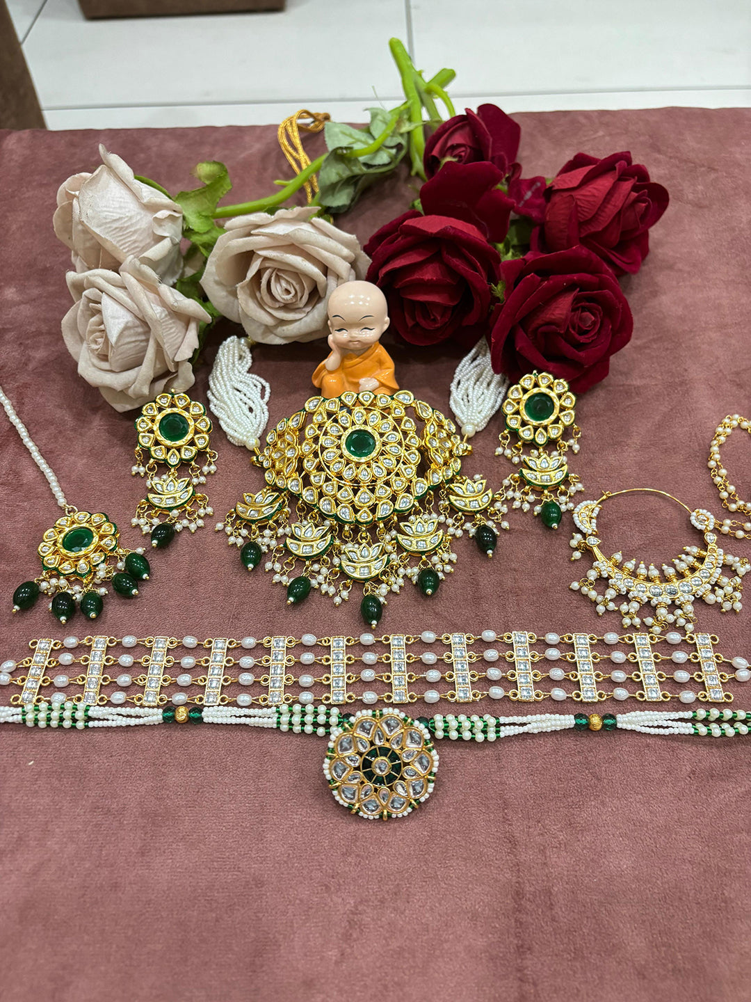 Rajwadi Kundan Jewellry Combo Set-301108