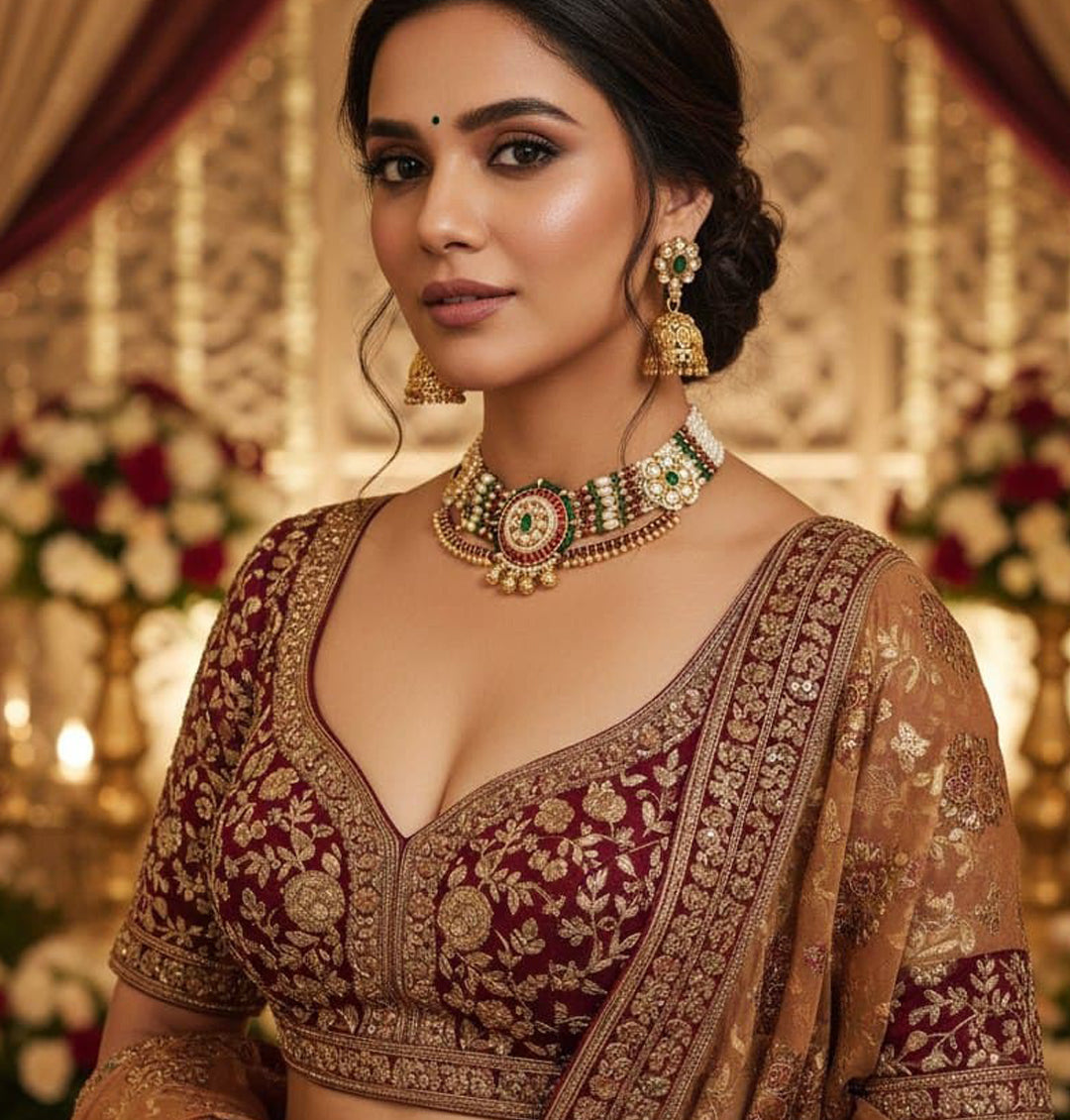 Necklace Brass High Gold Antique Combo Jewellery Set-20111