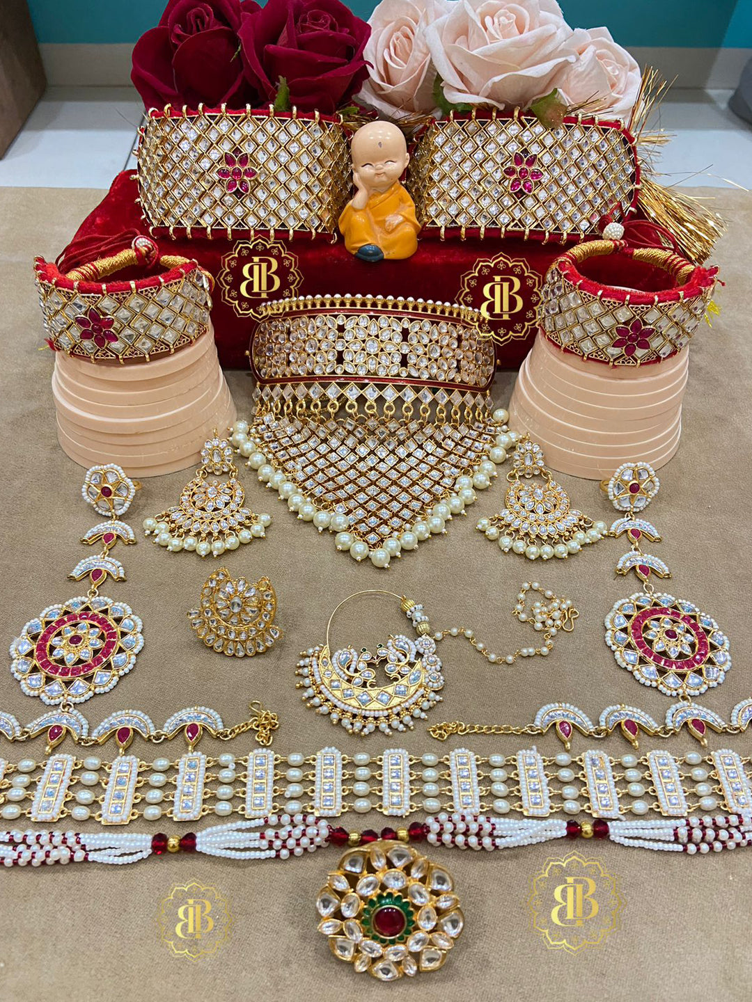 Rajwadi Kundan Jewellery Rajputi Combo Set-301101