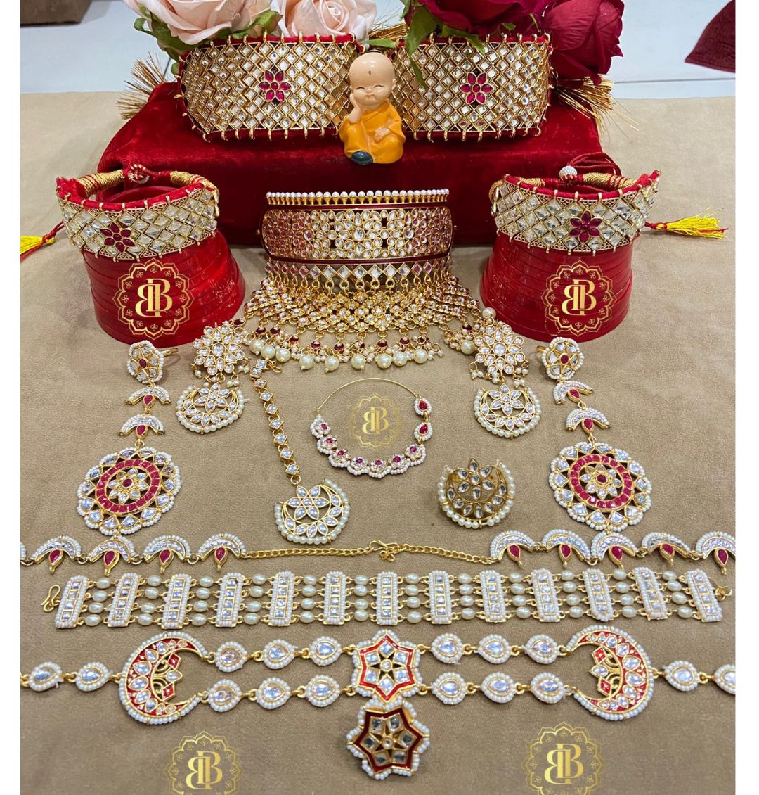 Rajwadi Kundan Pearl Traditional Rajputi Jewellery Set-60997
