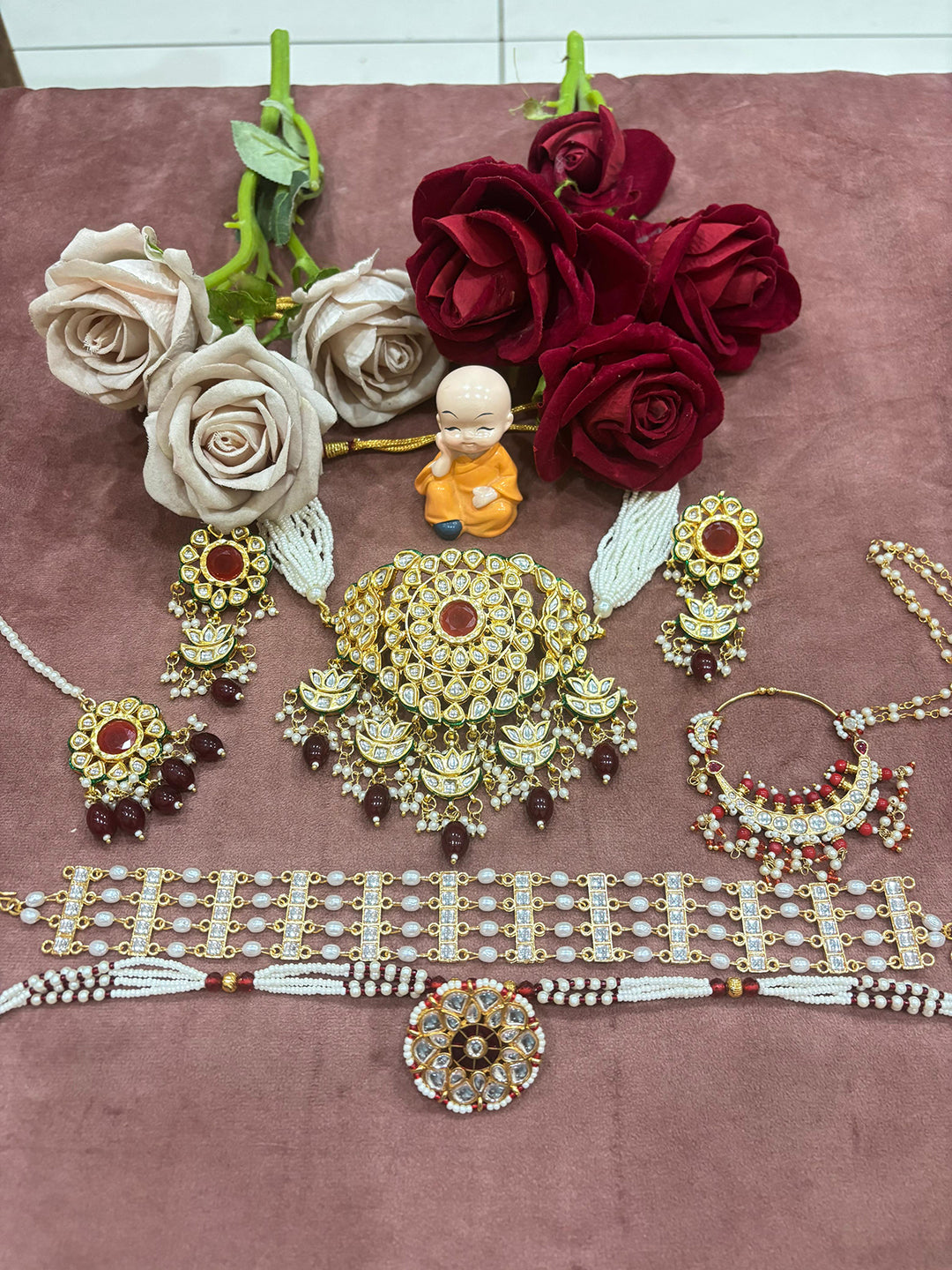 Rajwadi Kundan Jewellry Combo Set-301110