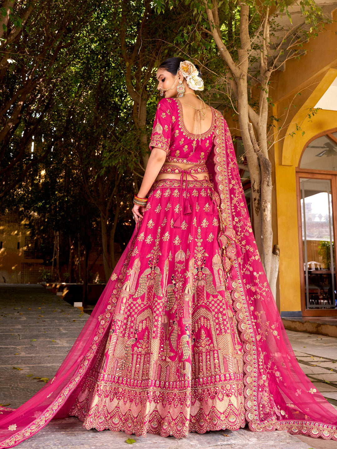 Silk Traditional Wedding Reception Bridal Lehenga In Pink color-41094