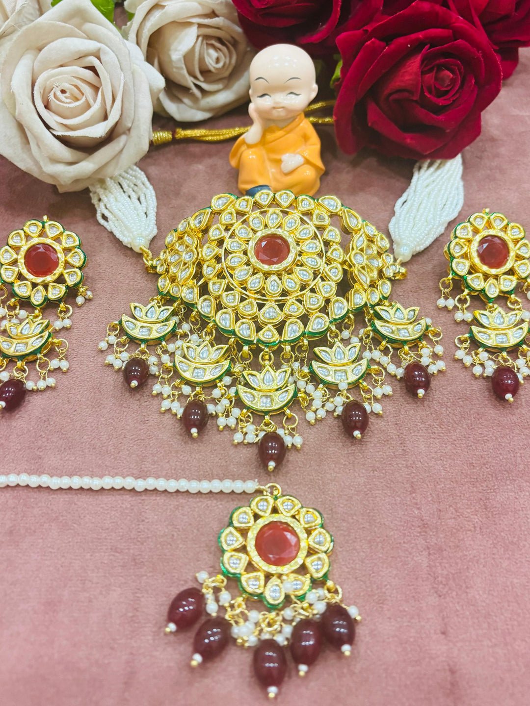 Rajwadi Kundan Aad Choker Set-301117