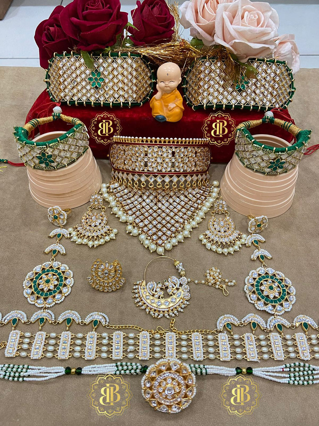 Rajwadi Kundan Jewellery Rajputi Combo Set-301102