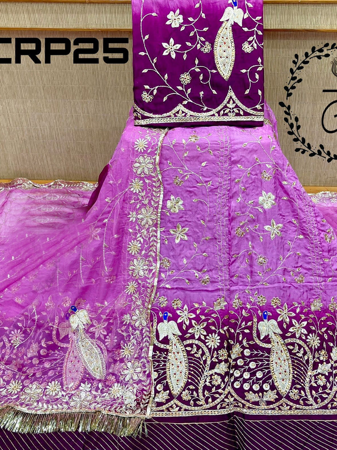 Heavy Stone Upada Silk Two Dying Rajputi Poshak In Purple Color 61126 Saundaryam Fashions