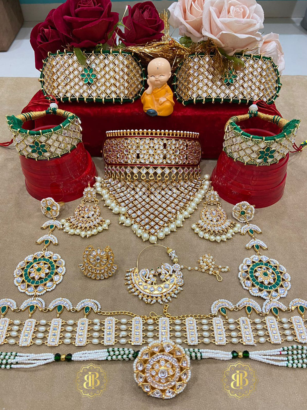 Rajwadi Kundan Jewellery Rajputi Combo Set-301103