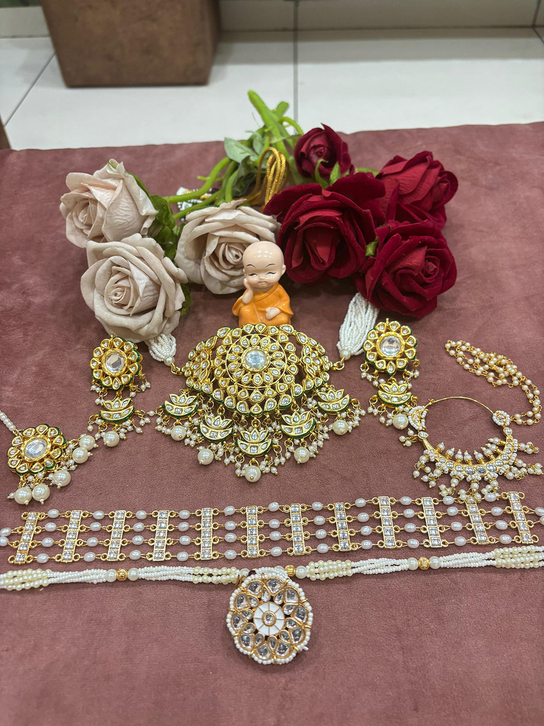Rajwadi Kundan Jewellry Combo Set-301111