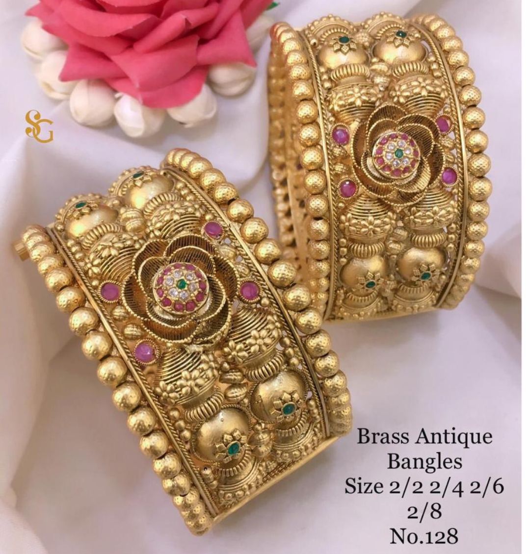 Antique Designer Premium Quality Brass High Gold Openable Bangles Set-81417