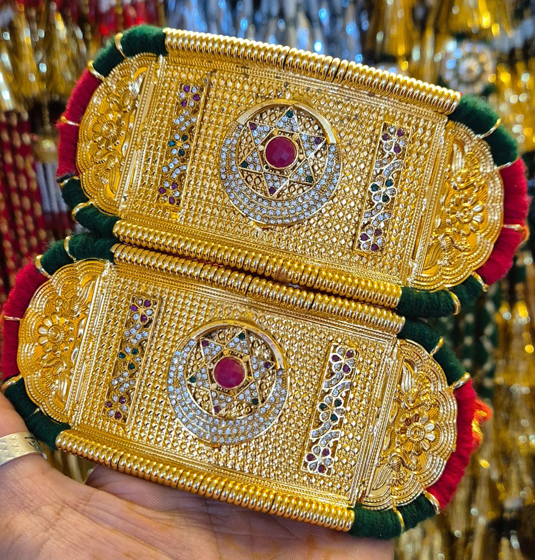 High Gold Plated Traditional Bajuband/Rajputi Baju/Rajwadi Baju Without Loom-91228