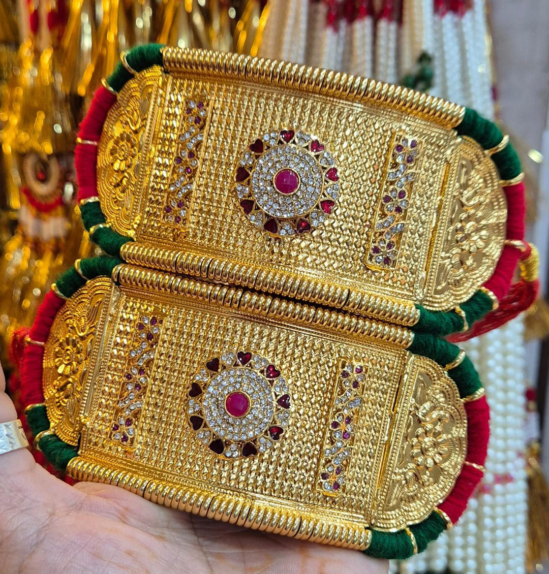 High Gold Plated Traditional Bajuband/Rajputi Baju/Rajwadi Baju Without Loom-91229