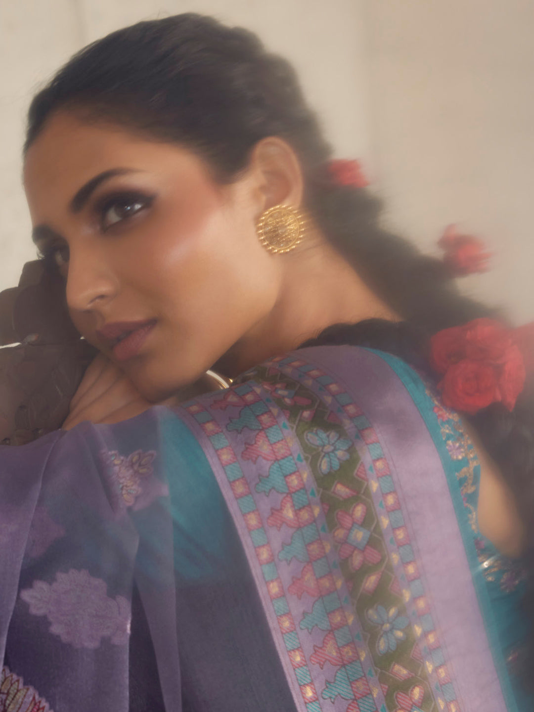 Printed Organza Silk Partywear Sangeet Saree In Blue Color-81564