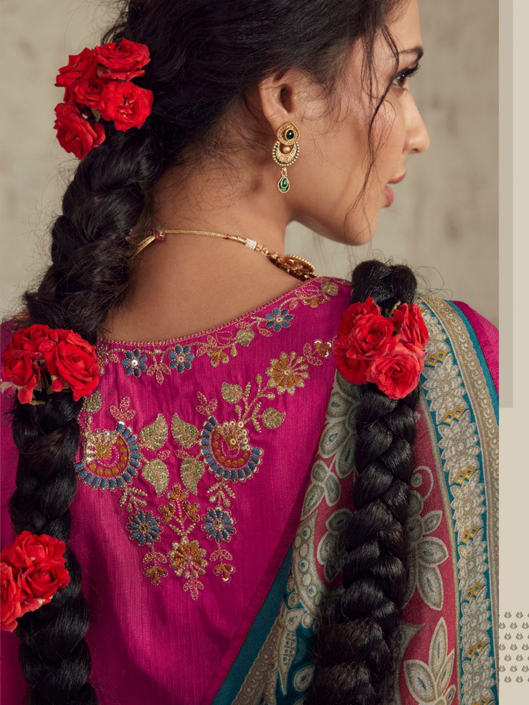 Printed Organza Silk Partywear Sangeet Saree In Blue Color-81574