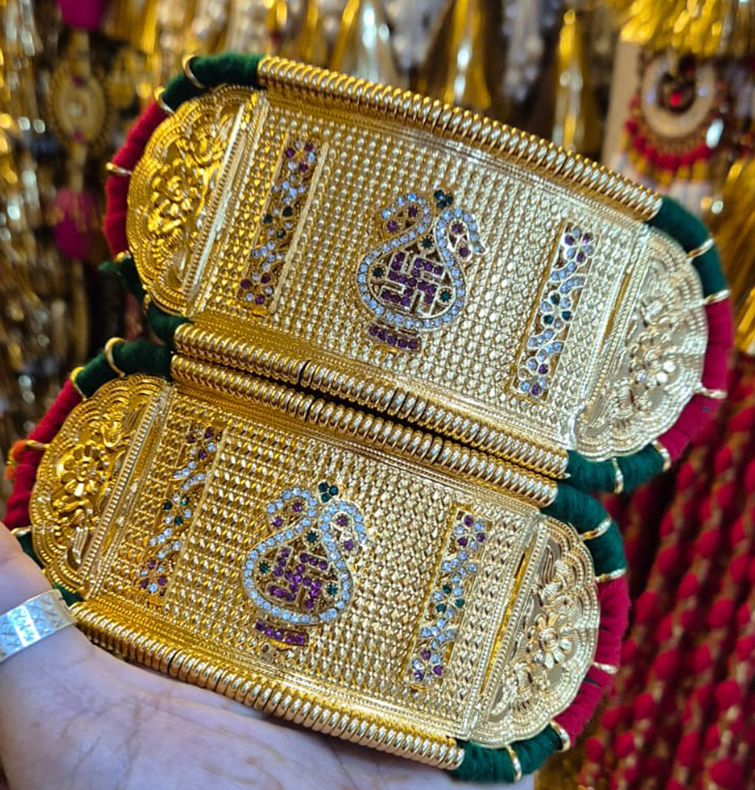 High Gold Plated Traditional Bajuband/Rajputi Baju/Rajwadi Baju Without Loom-91231