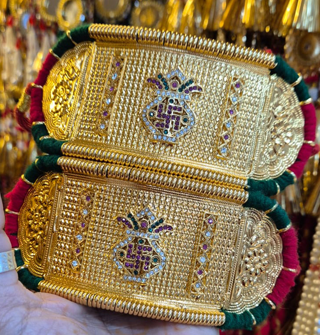 High Gold Plated Traditional Bajuband/Rajputi Baju/Rajwadi Baju Without Loom-91232