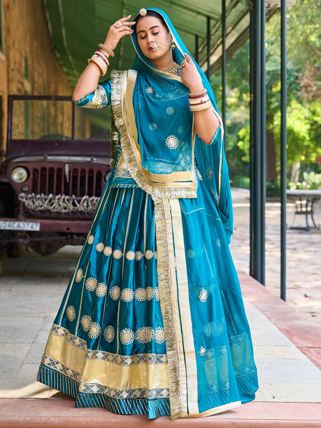 cotton rajputi dress White Velvet Rajputi Poshak: Designer Jarri Work Festive Dress