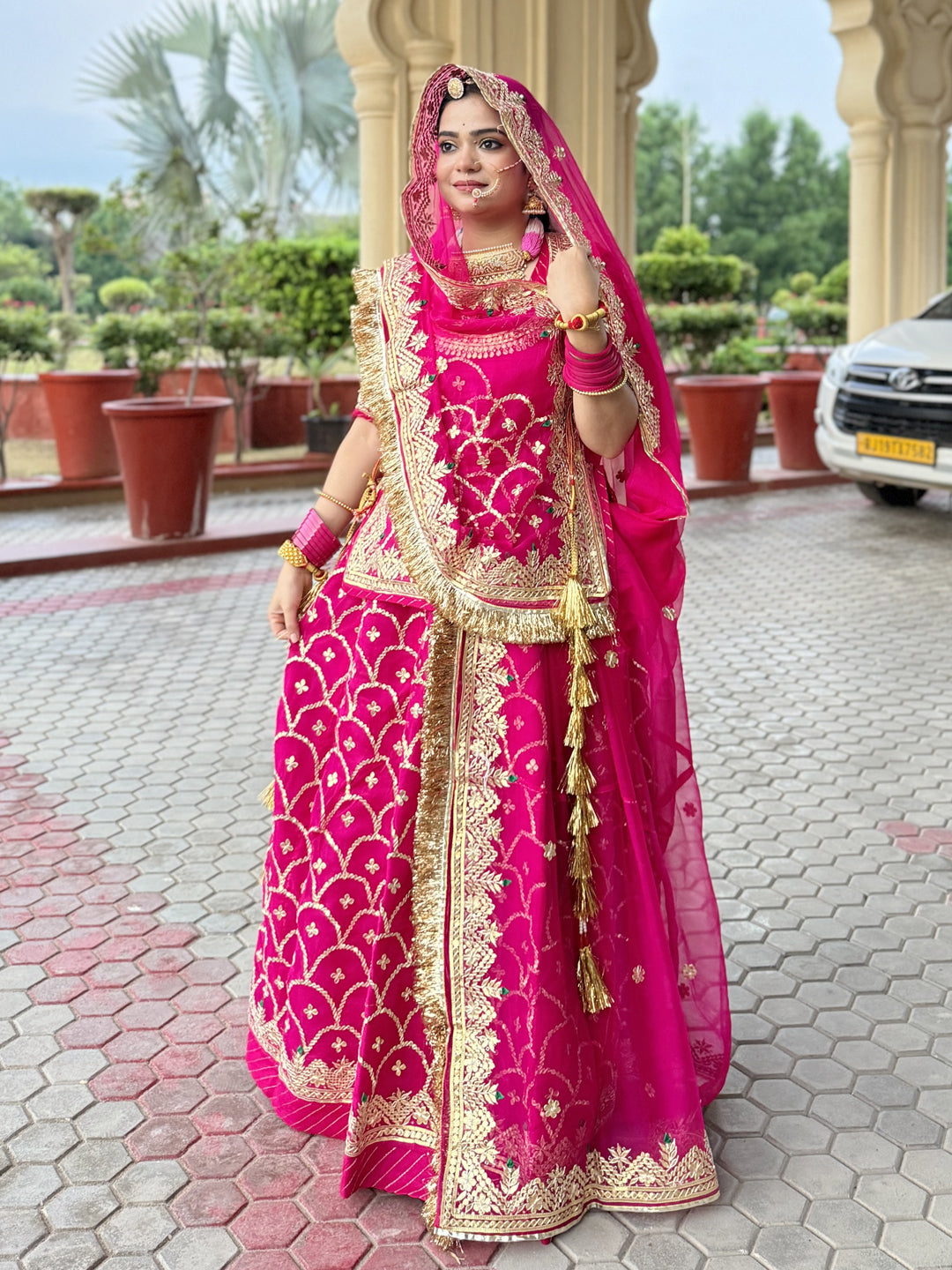 ThakurJi Pure Bridel and Karwa chauth special Gota Patti Work Rajputi Poshak in Pink color-61062