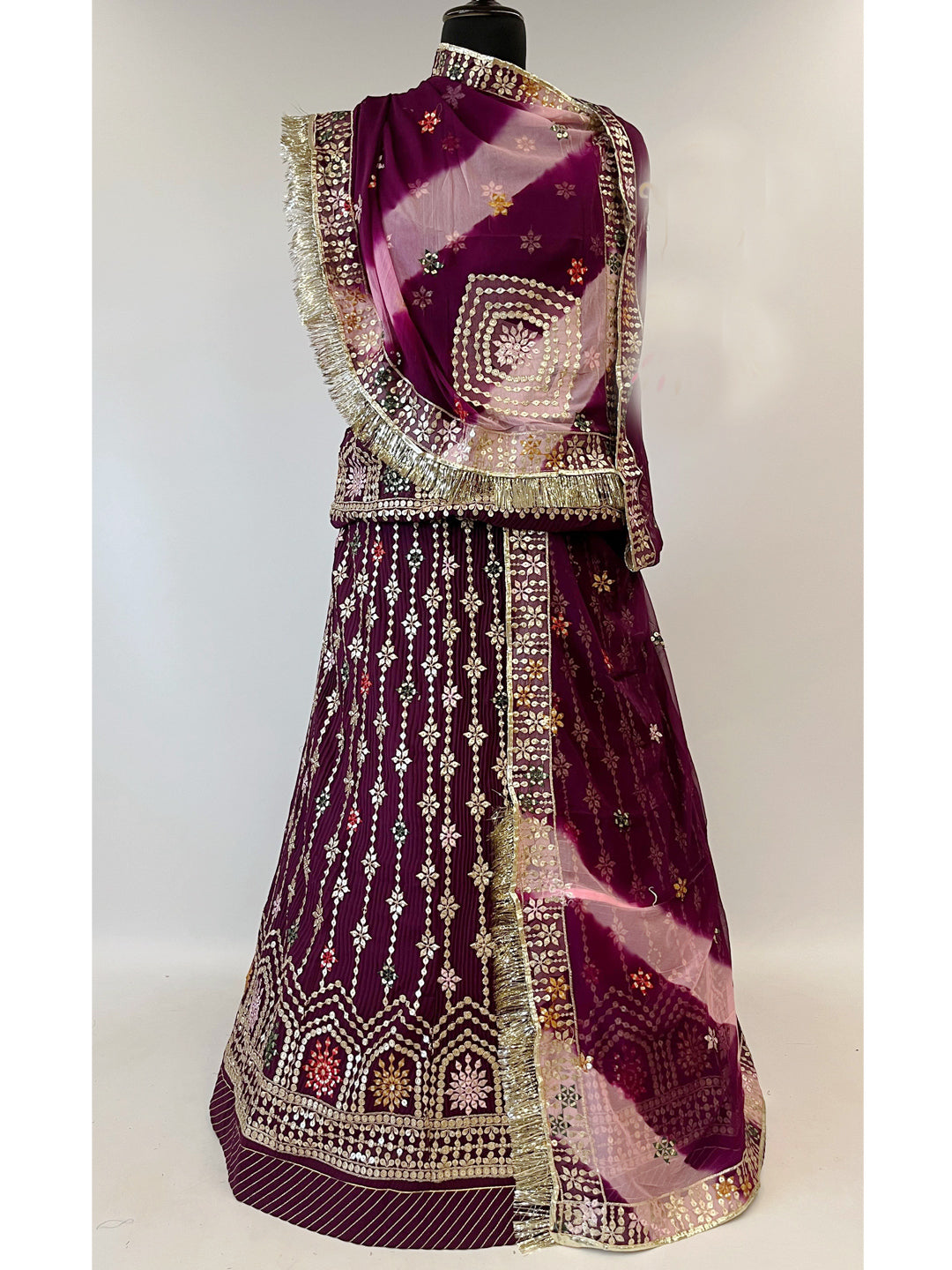 Platting crush georgett Festive sequence Work Rajputi Poshak In Purple Colour-61023