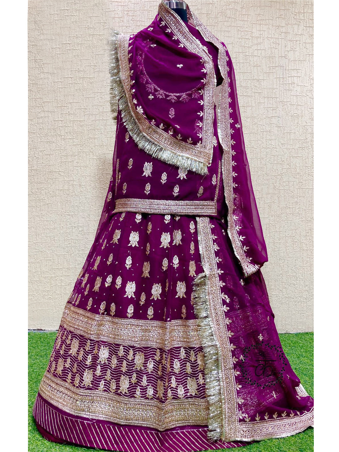 Half Pure Festive Zari Work Rajputi Poshak In Purple Colour-60936