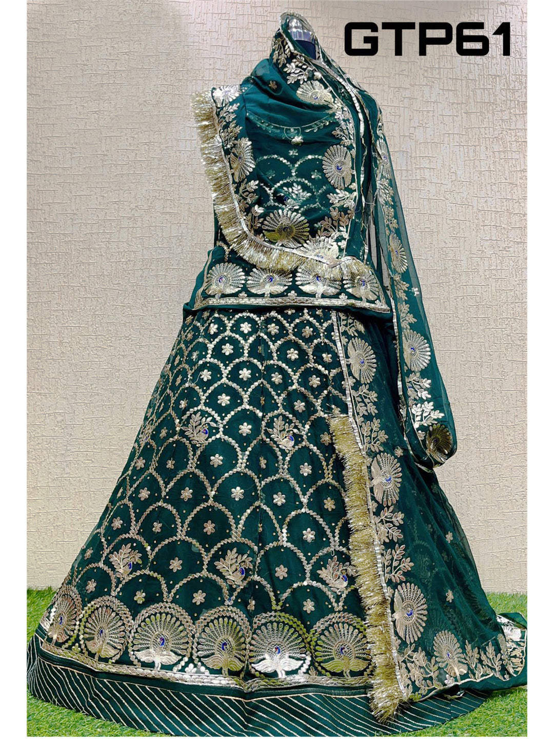 Humarai Pure wedding Sangeet Zari work Rajputi Poshak In Green Color-82033