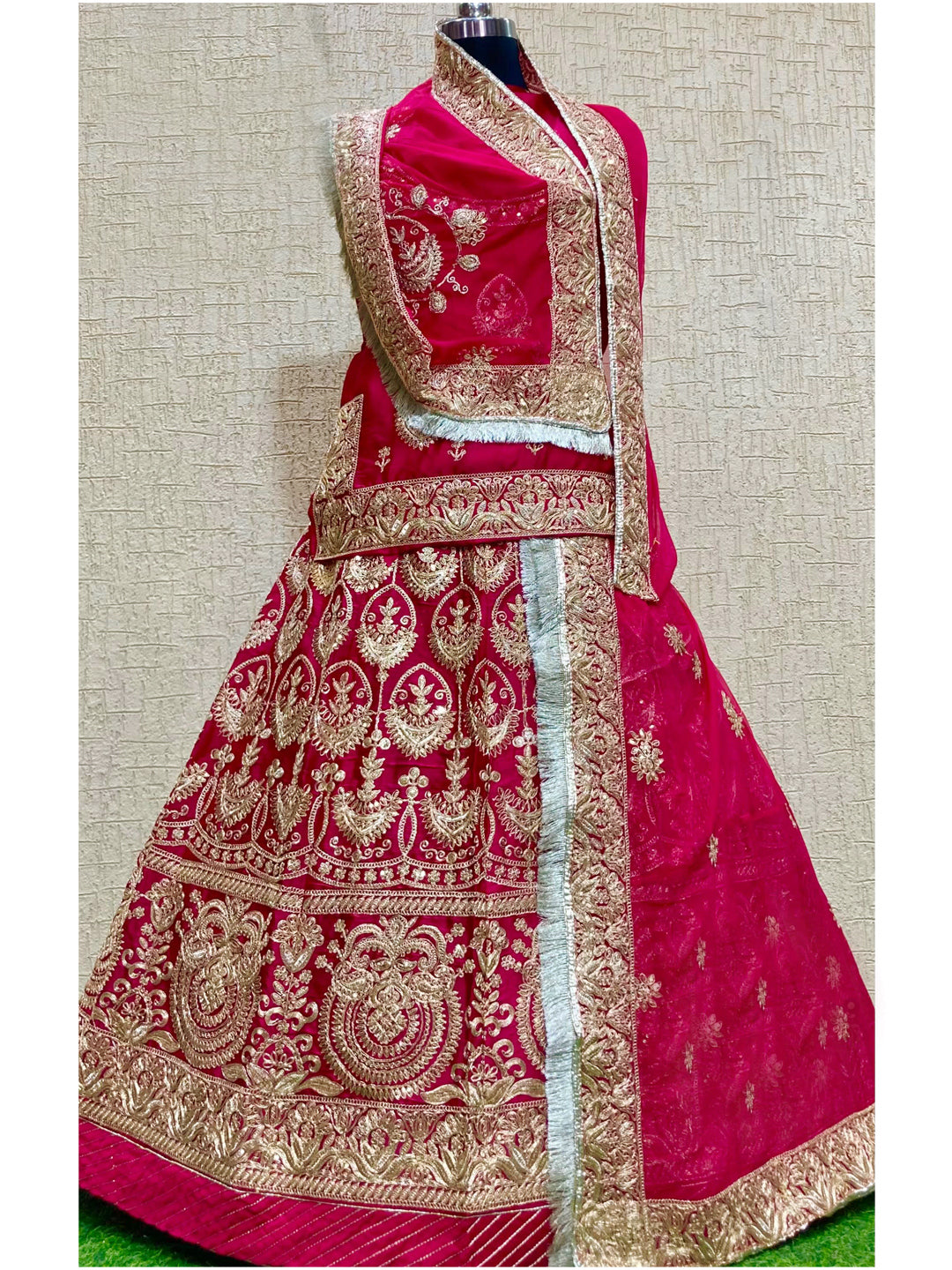 Bamber Satin Wedding Party Wear Traditional Rajputi Poshak with Zari work In Pink color-82137