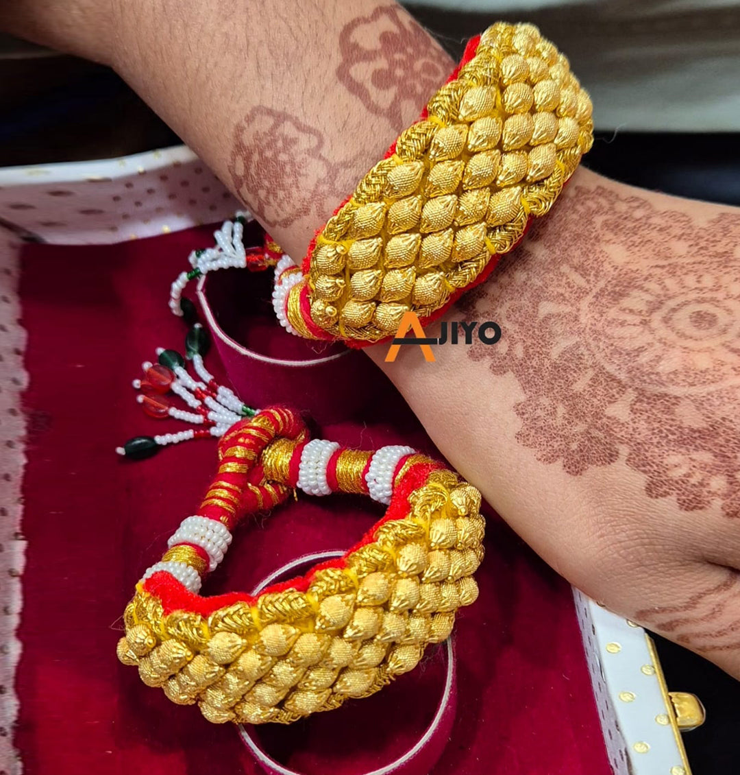 Rajputi premium quality Gold pochi combo Jewellery Set-301193
