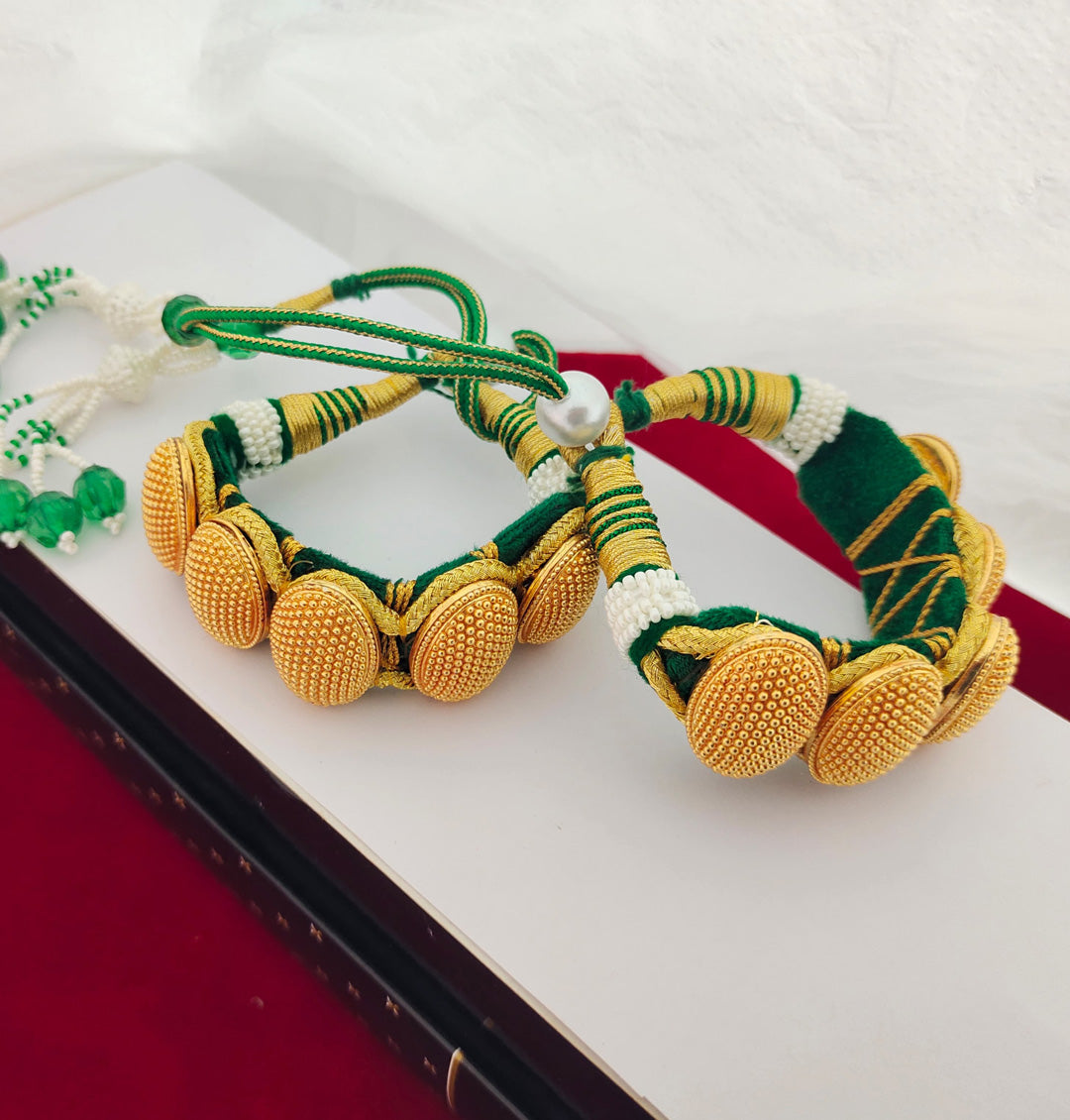 Traditional High Quality Golden Rajputi Puchi/poochi Set -301128