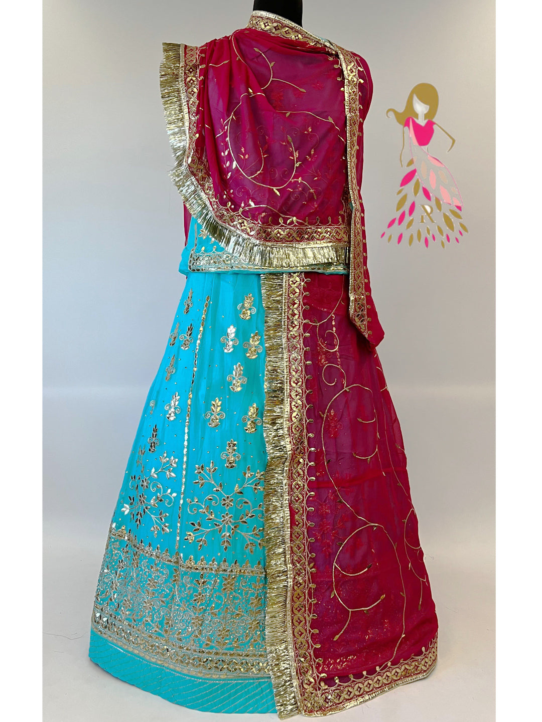 Humarai Pure wedding Sangeet Gotta Patti work Rajputi Poshak In Blue Color-82038