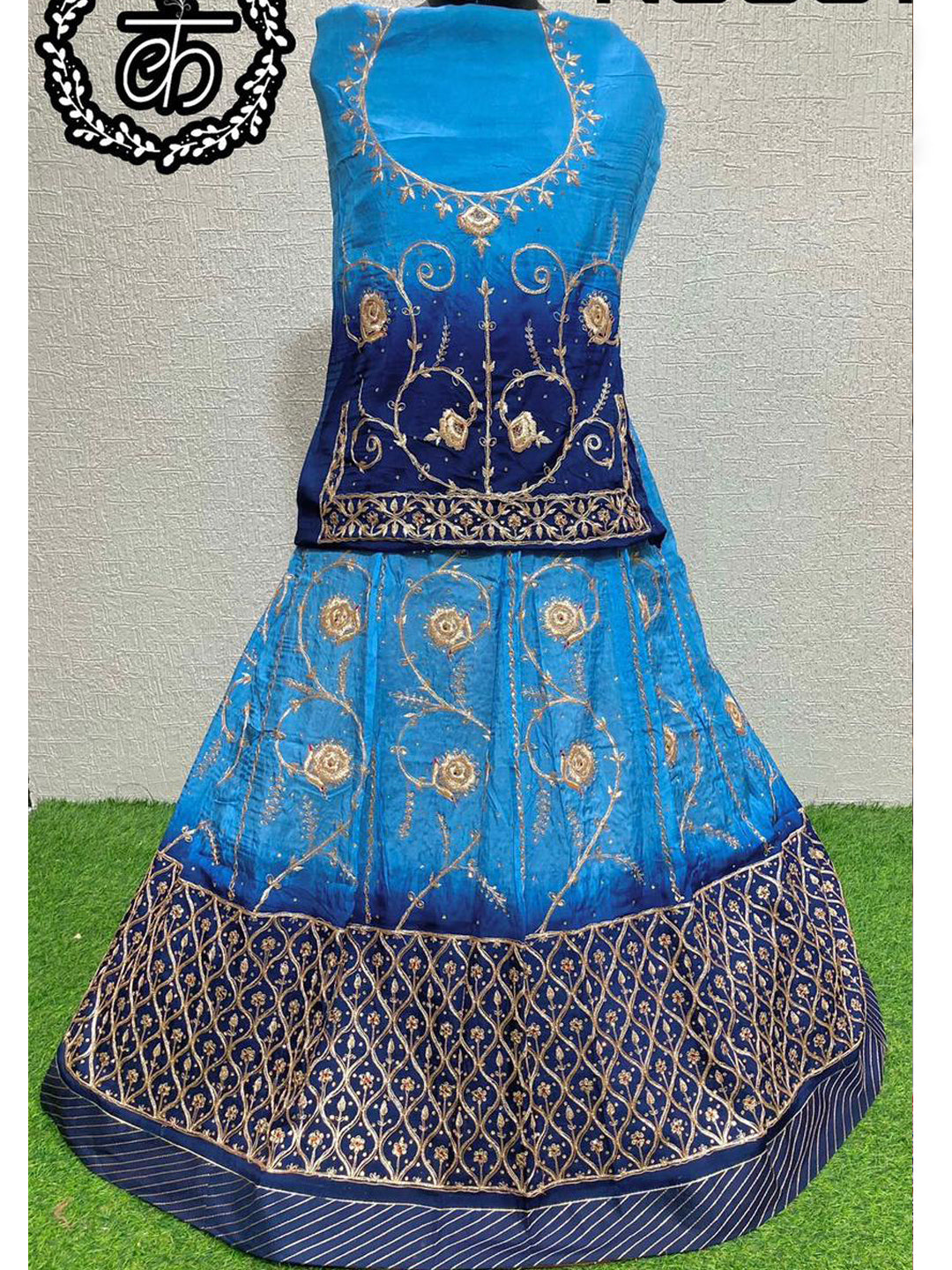 Zari Upada Silk with Humrahi Pure Rajputi Poshak In Blue Color-81848