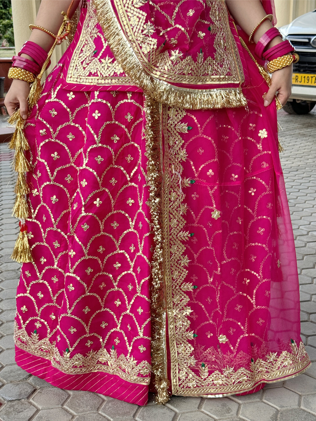 ThakurJi Pure Bridel and Karwa chauth special Gota Patti Work Rajputi Poshak in Pink color-61062