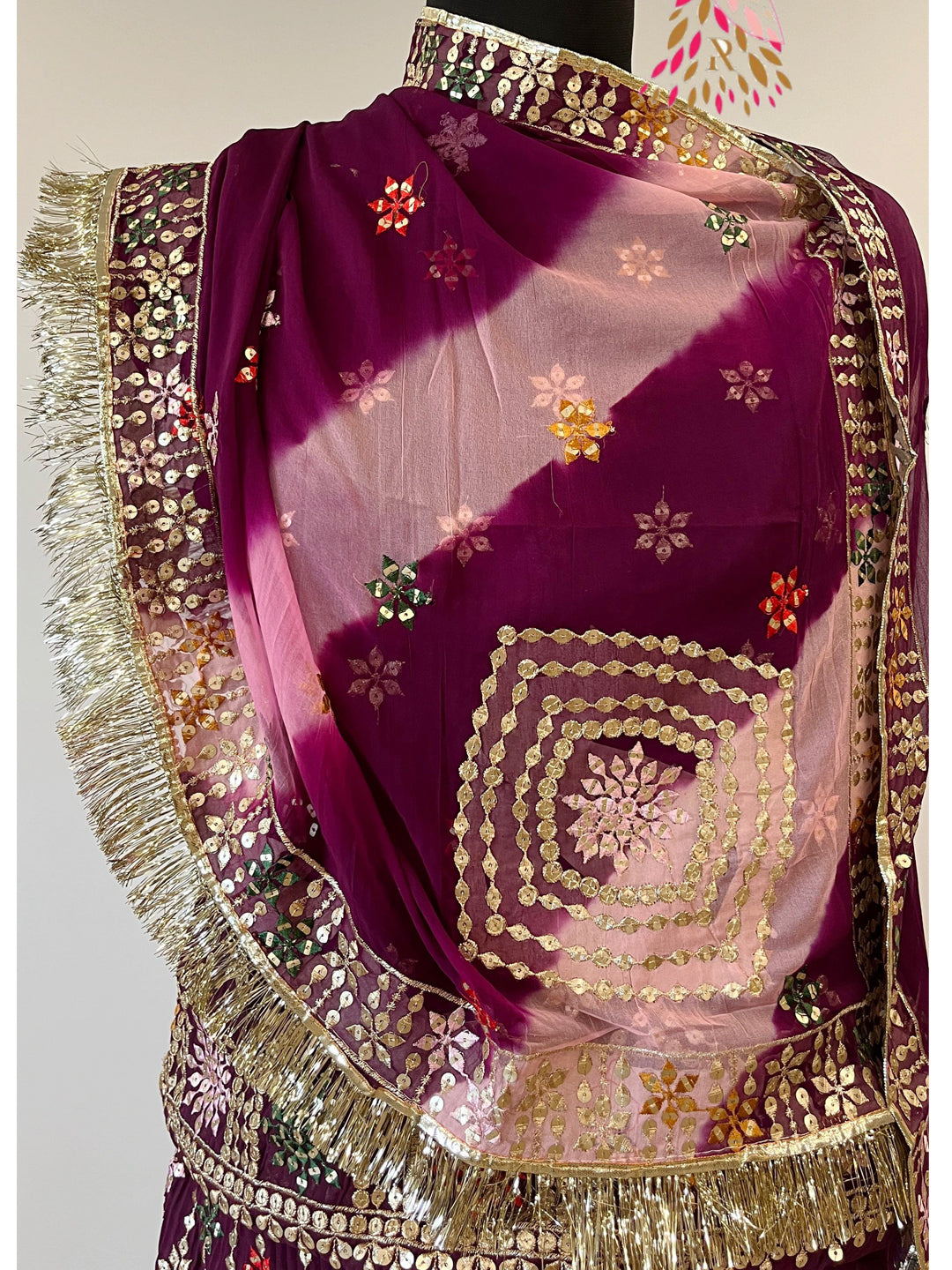 Platting crush georgett Festive sequence Work Rajputi Poshak In Purple Colour-61023