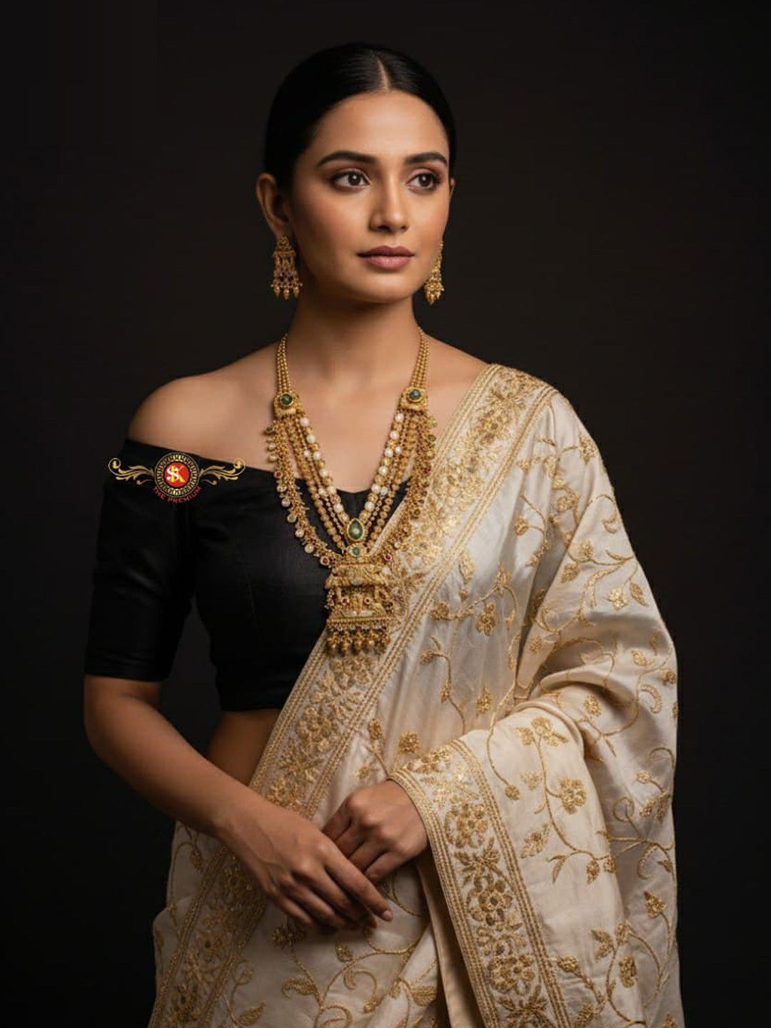 Women Antique Brass Kundan Rani Haar Necklace Jewelry Set -20211