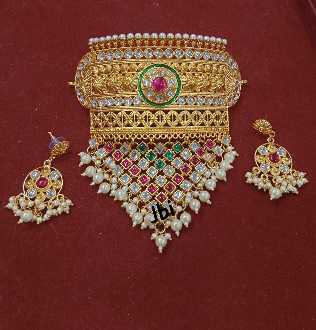 Marwadi Kundan Aad Jewelry Set-301200