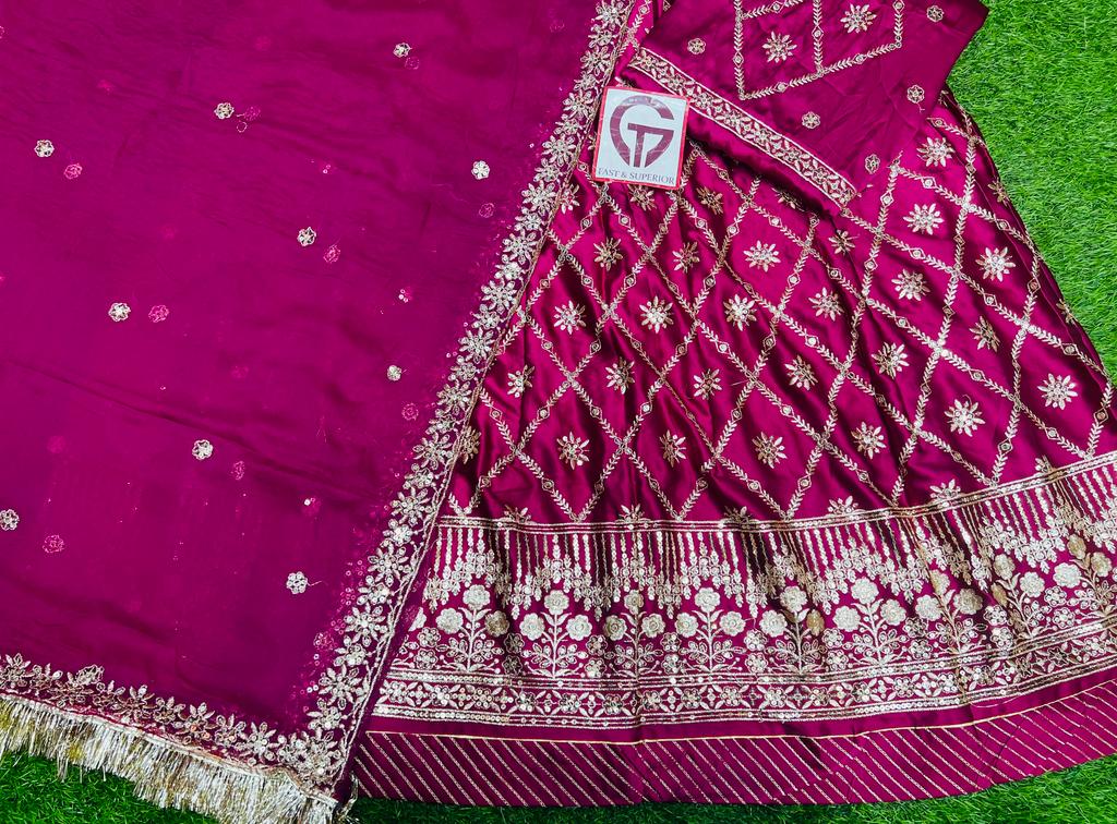 Satin Poshak with Intricate Jari Detailing(SEMI STICH) Rajputi Poshak Pink Color-81643