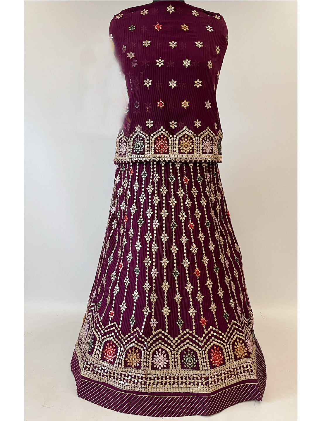 Platting crush georgett Festive sequence Work Rajputi Poshak In Purple Colour-61023