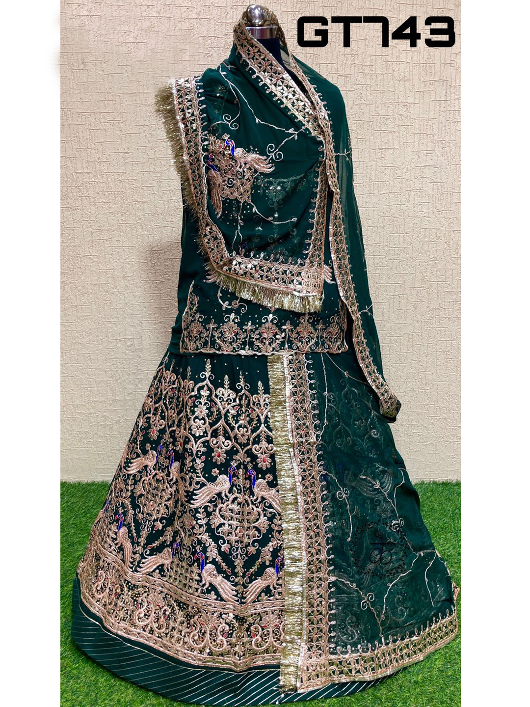 Humarai Pure wedding Sangeet Coding Zari work Rajputi Poshak In Green Color-82008