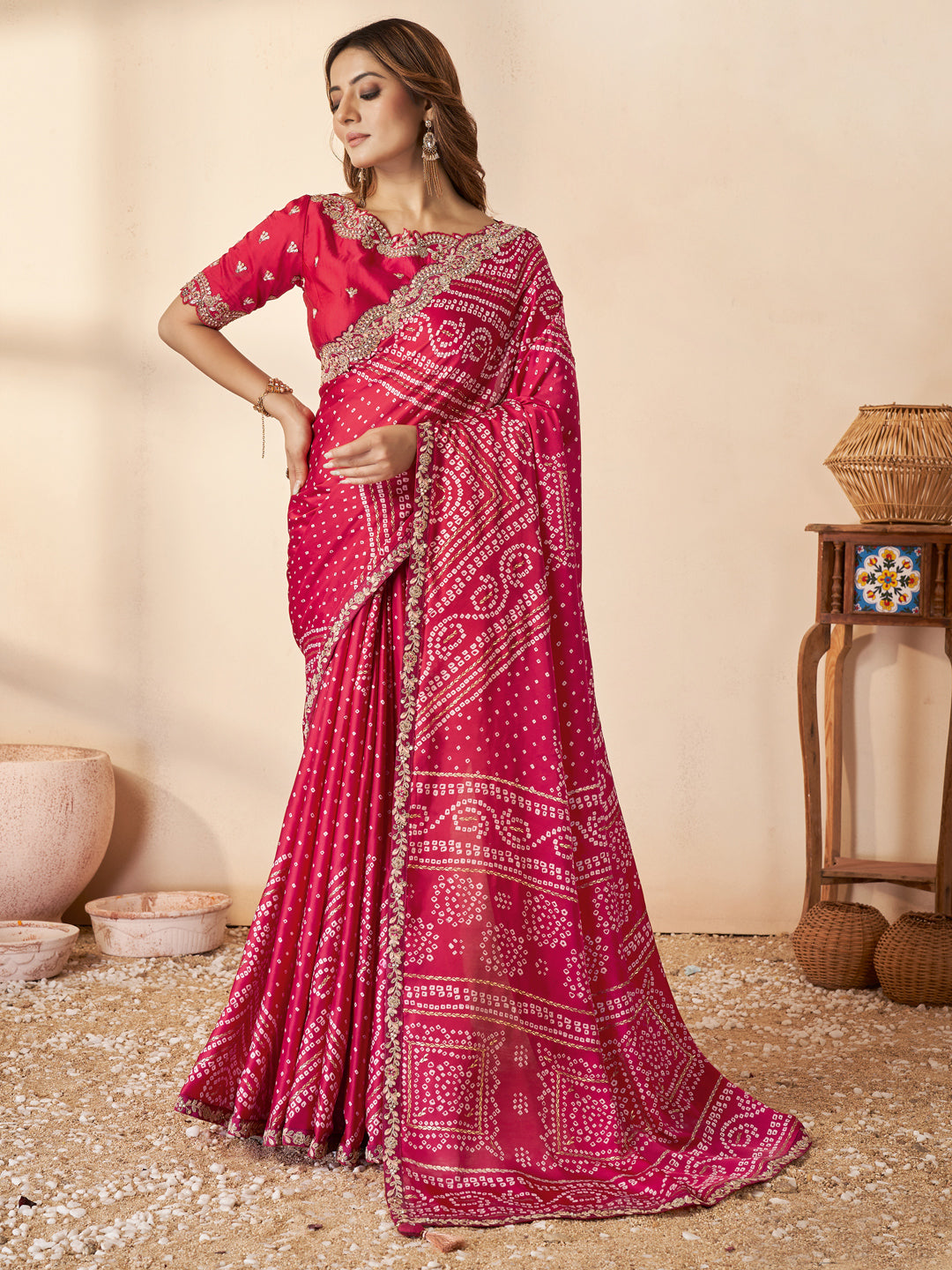 Jari Bhagalpuri Silk Traditional Saree In Red-81494