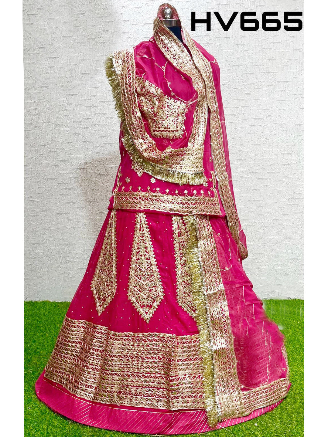 Humarai Pure wedding Sangeet Zari work Rajputi Poshak In Dark Pink Color-82023