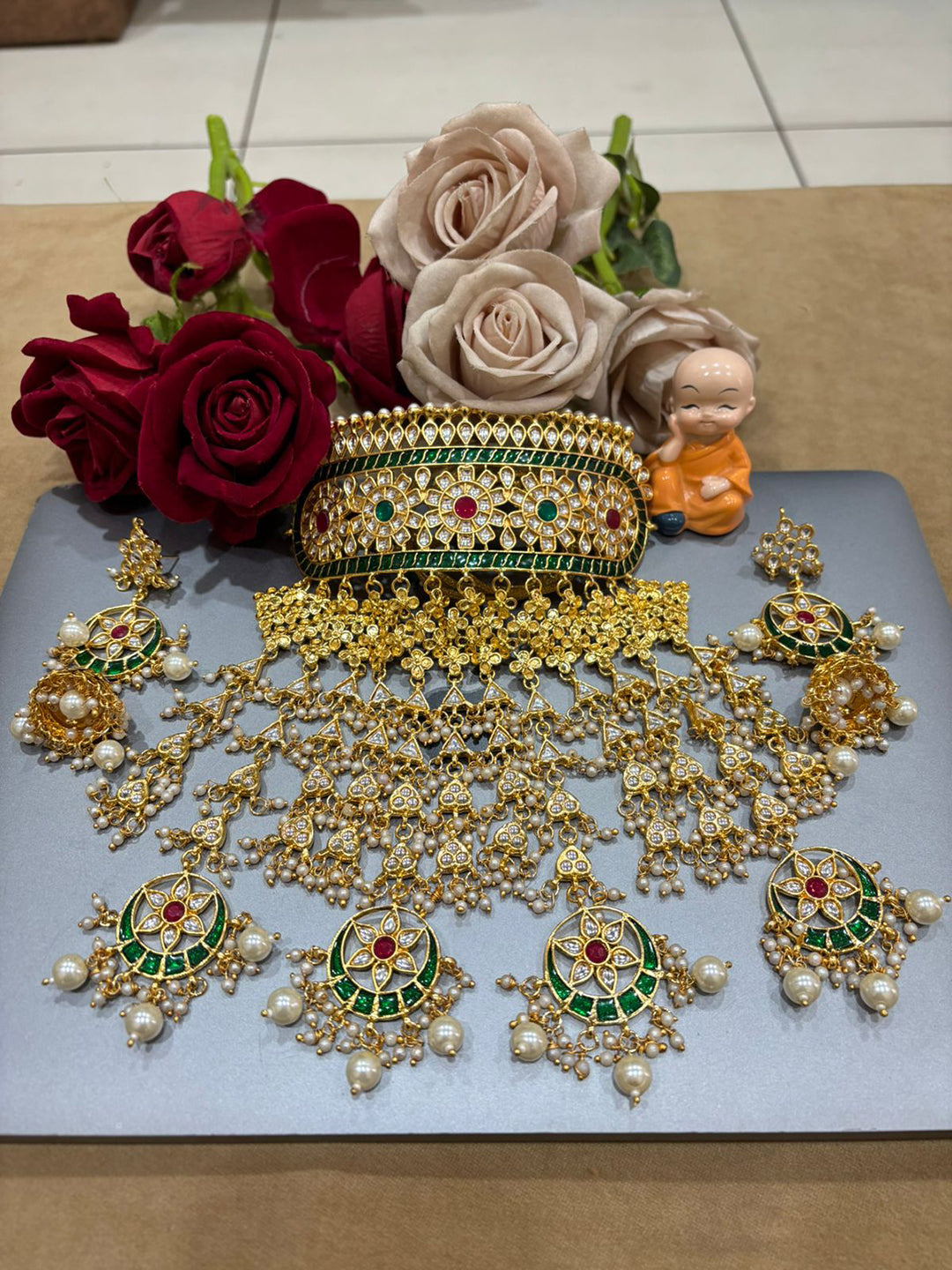 Rajwadi Kundan Gold Jewellery Rajputi Aad Set-301105