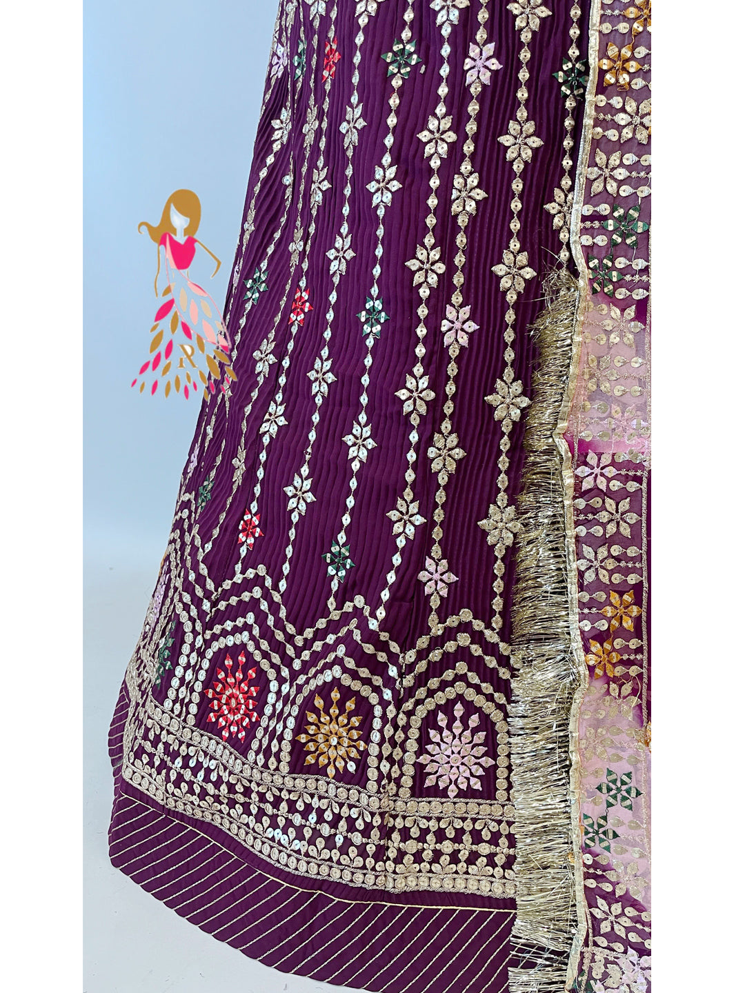 Platting crush georgett Festive sequence Work Rajputi Poshak In Purple Colour-61023