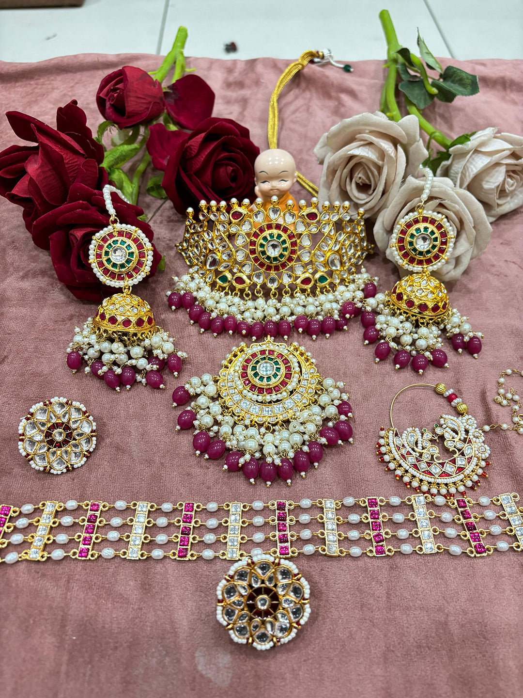 Rajwadi Kundan Aad Choker Set-301116