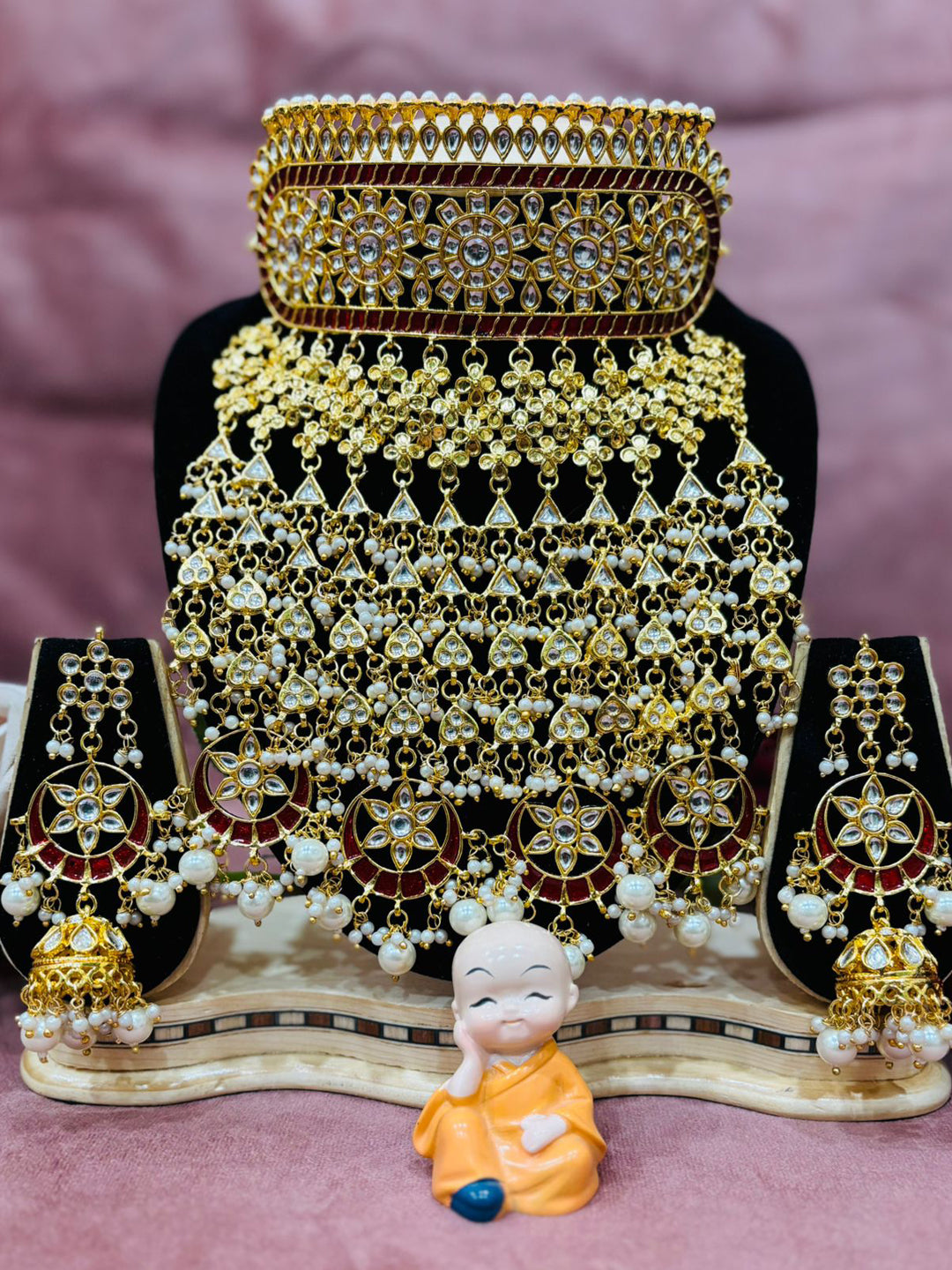 Rajwadi Kundan Gold Jewellery Rajputi Aad Set-301106