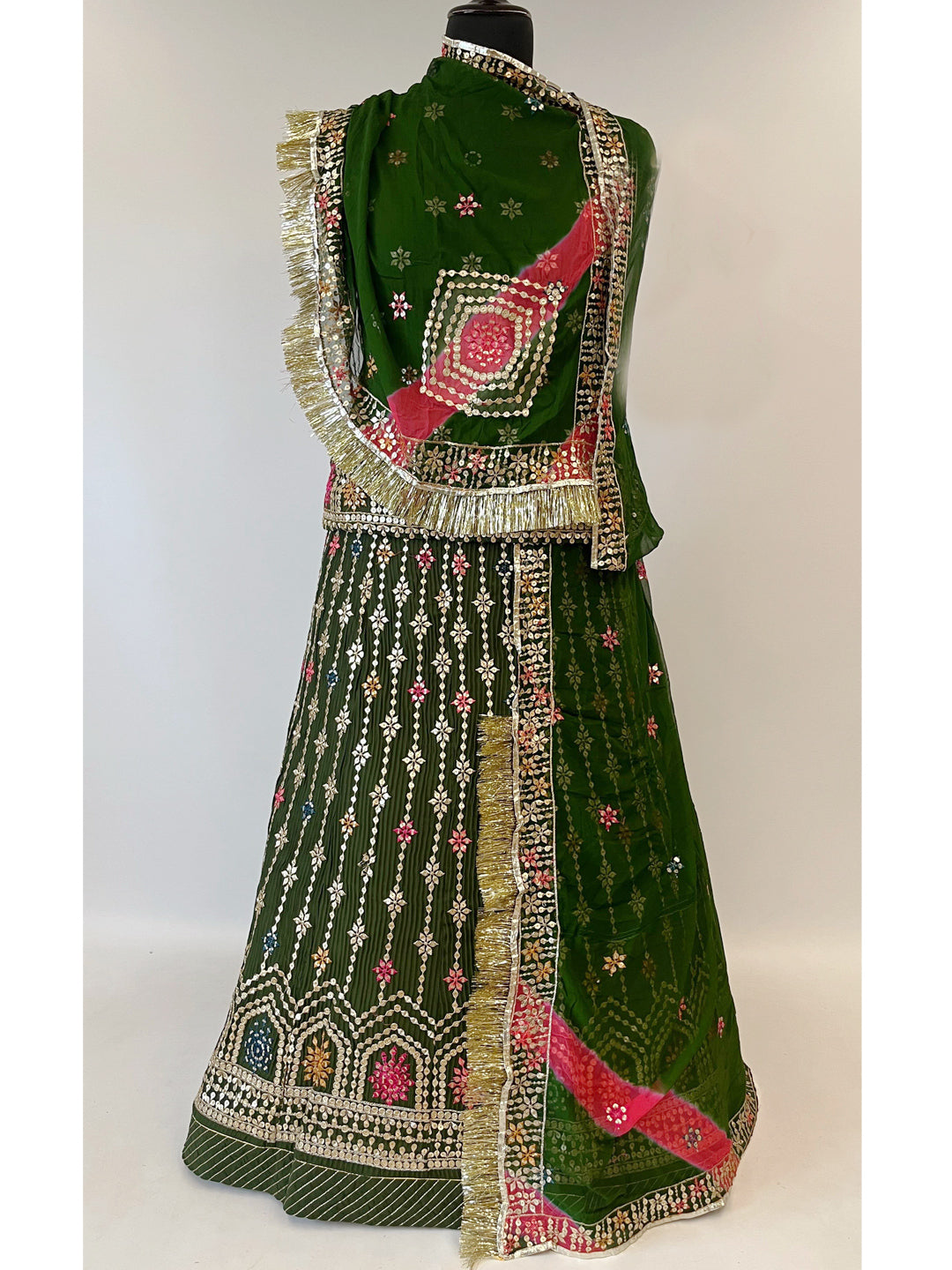 Platting crush georgett Festive sequence Work Rajputi Poshak In Green Colour-61024