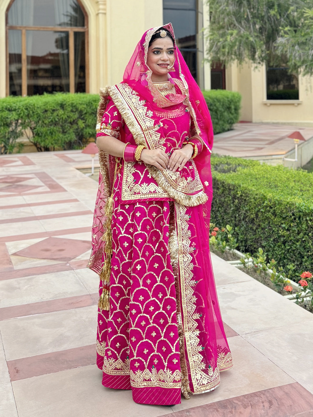 ThakurJi Pure Bridel and Karwa chauth special Gota Patti Work Rajputi Poshak in Pink color-61062